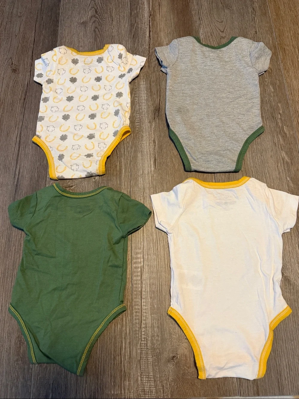 Lucky Brand Baby Bodysuit Set — Green, Yellow, Gray & White